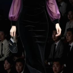 (47-90 KG) ĐẦM ĐEN PHỐI TÍM, CHẤT NHUNG MỀM PHỐI VOAN, FORM ĐUÔI CÁ ÔM NHẸ, QUÝ PHÁI, THANH LỊCH 4