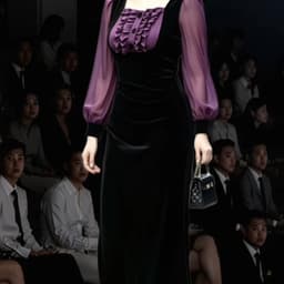 (47-90 KG) ĐẦM ĐEN PHỐI TÍM, CHẤT NHUNG MỀM PHỐI VOAN, FORM ĐUÔI CÁ ÔM NHẸ, QUÝ PHÁI, THANH LỊCH 5