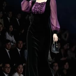 (47-90 KG) ĐẦM ĐEN PHỐI TÍM, CHẤT NHUNG MỀM PHỐI VOAN, FORM ĐUÔI CÁ ÔM NHẸ, QUÝ PHÁI, THANH LỊCH 2