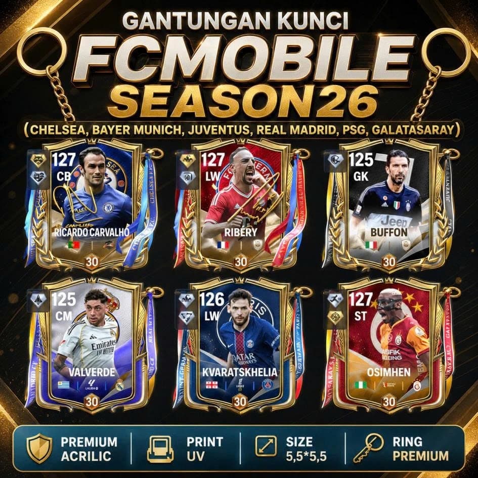 [Mùa 26TOTS ] Móc Khóa Cầu Thủ Thẻ Cầu Thủ FC Mobile Mùa Thẻ 26TOTS - - Wight Hueshop