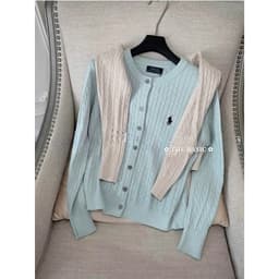 𝟏𝟒𝐚𝐦.𝐬𝐭𝐮𝐝𝐢𝐨 | Áo Khoác Cardigan Len Nữ Cổ Tròn Dệt Kim Vặn Thừng Cài Cúc Thêu Logo Ngựa Hàn Quốc Thanh Lịch Thu Đông 7