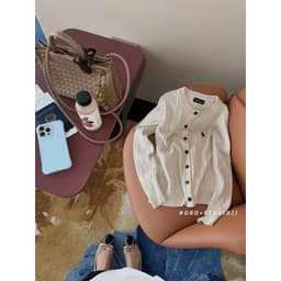 𝟏𝟒𝐚𝐦.𝐬𝐭𝐮𝐝𝐢𝐨 | Áo Khoác Cardigan Len Nữ Cổ Tròn Dệt Kim Vặn Thừng Cài Cúc Thêu Logo Ngựa Hàn Quốc Thanh Lịch Thu Đông 8