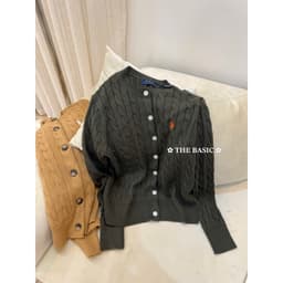 𝟏𝟒𝐚𝐦.𝐬𝐭𝐮𝐝𝐢𝐨 | Áo Khoác Cardigan Len Nữ Cổ Tròn Dệt Kim Vặn Thừng Cài Cúc Thêu Logo Ngựa Hàn Quốc Thanh Lịch Thu Đông 6