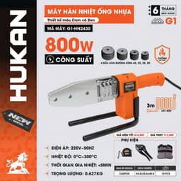 Máy hàn nhiệt ống nhựa - điện áp 220V, công suất 800w - 1400W dây điện dài 3m HUKAN - G1-HN2430 2