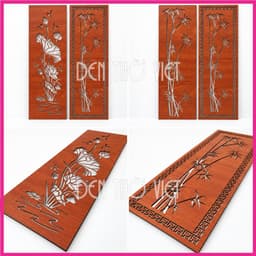 Bộ 2 Vách Ngăn Bàn Thờ MDF 3mm Cắt Laser Hoa Sen Trúc Trang Trí Tường Phòng Thờ Nhiều Màu Sắc 5