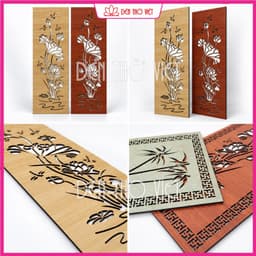 Bộ 2 Vách Ngăn Bàn Thờ MDF 3mm Cắt Laser Hoa Sen Trúc Trang Trí Tường Phòng Thờ Nhiều Màu Sắc 2