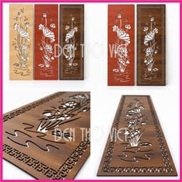 Bộ 2 Vách Ngăn Bàn Thờ MDF 3mm Cắt Laser Hoa Sen Trúc Trang Trí Tường Phòng Thờ Nhiều Màu Sắc 6