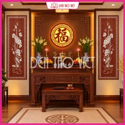 Bộ 2 Vách Ngăn Bàn Thờ MDF 3mm Cắt Laser Hoa Sen Trúc Trang Trí Tường Phòng Thờ Nhiều Màu Sắc 8