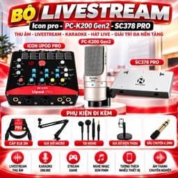 Bộ Livestream PC-K200 Gen2 + Icon Upod Pro + NMC-AUDIO SC378 Pro, Combo Micro Thu Âm Sound Card Livestream Karaoke Hát L 6