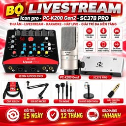 Bộ Livestream PC-K200 Gen2 + Icon Upod Pro + NMC-AUDIO SC378 Pro, Combo Micro Thu Âm Sound Card Livestream Karaoke Hát L 1
