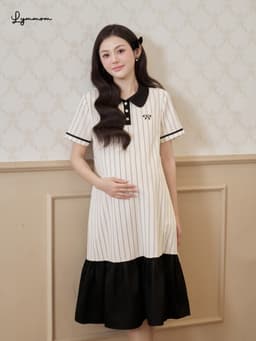 Váy babydoll bầu xinh Lymmom đầm bầu thiết kế nơ xinh phù hợp đi làm đi chơi VB217 9