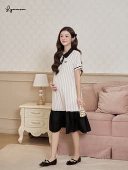 Váy babydoll bầu xinh Lymmom đầm bầu thiết kế nơ xinh phù hợp đi làm đi chơi VB217 13