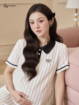 Váy babydoll bầu xinh Lymmom đầm bầu thiết kế nơ xinh phù hợp đi làm đi chơi VB217 11