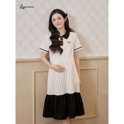 Váy babydoll bầu xinh Lymmom đầm bầu thiết kế nơ xinh phù hợp đi làm đi chơi VB217 3