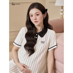 Váy babydoll bầu xinh Lymmom đầm bầu thiết kế nơ xinh phù hợp đi làm đi chơi VB217 5