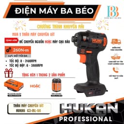 Thân máy chuyên vít sử dụng pin 21V, lực siết tối đa 260Nm, không chổi than HUKAN - G3-IRL-V8 1