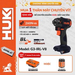 Thân máy chuyên vít sử dụng pin 21V, lực siết tối đa 260Nm, không chổi than HUKAN - G3-IRL-V8 2