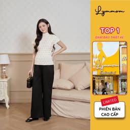 Quần bầu suông ống rộng Lymmom cạp chun thiết kế đai điều chỉnh thoải mái tới cuối thai kì QDB002 1