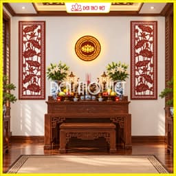 Bộ 2 Vách Ngăn Bàn Thờ MDF 3mm Cắt Laser Hoa Sen Trúc Trang Trí Tường Phòng Thờ Nhiều Màu Sắc 9