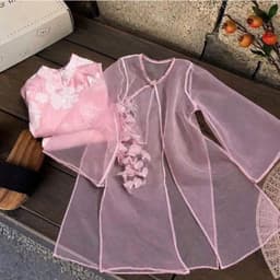 Áo dài bé gái thiết kế dáng suông - chất liệu cao cấp - gam hồng baby siêu cưng - áo dời và hoa như ảnh - điệu đà 5