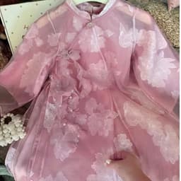 Áo dài bé gái thiết kế dáng suông - chất liệu cao cấp - gam hồng baby siêu cưng - áo dời và hoa như ảnh - điệu đà 4
