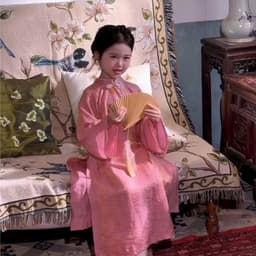 Áo dài bé gái dáng suông nhẹ - vải tằm sò ánh kim cao cấp - thích hợp mặc Trung Thu, Lễ Tết 2