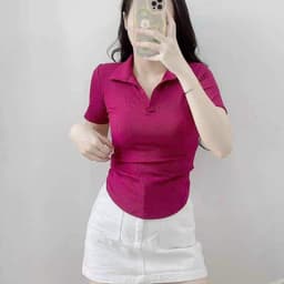 Áo Kiểu Nữ Đẹp Sang Chảnh Bigsize ESHOP Áo Thun Nữ Cổ Trụ Vạt Bầu Tay Ngắn Áo Phong Nữ Xinh MS033 6