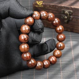 Vòng gỗ Mun Đuôi Công vân đẹp tự nhiên cho nam nữ - kiểu Hạt tròn, Đốt trúc, 108 hạt | Vua Vòng Gỗ 6