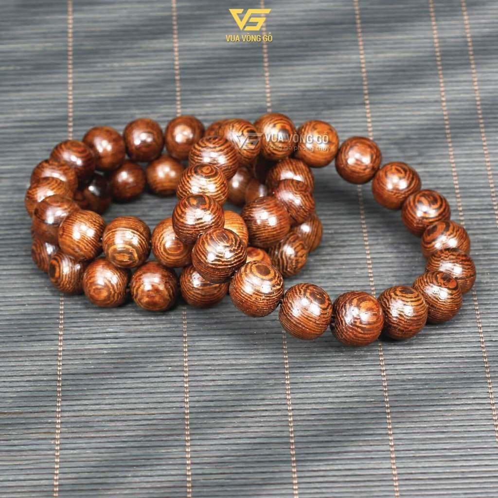 Vòng gỗ Mun Đuôi Công vân đẹp tự nhiên cho nam nữ - kiểu Hạt tròn, Đốt trúc, 108 hạt | Vua Vòng Gỗ