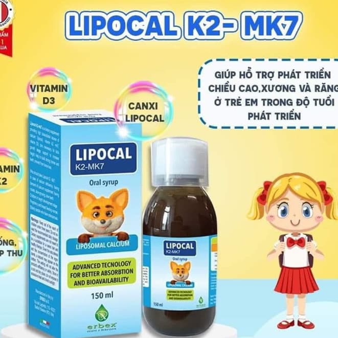 Canxi Sinh học LIPOCAL K2-MK7 giúp bé phát triển chiều cao,phòng còi xương ở trẻ,hấp thụ canxi > BUN BUN SHOP 20