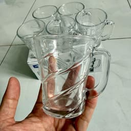 Bộ 6 Ly Thủy Tinh Có Quai G-HORSE 225ml và Red Cherry ZB12A 280ml 2