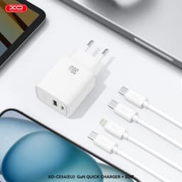 Củ Sạc Nhanh XO CE54 30W, 2 Cổng USB-C USB-A, Hỗ Trợ PPS, Sạc Đồng Thời Hai Thiết Bị 6