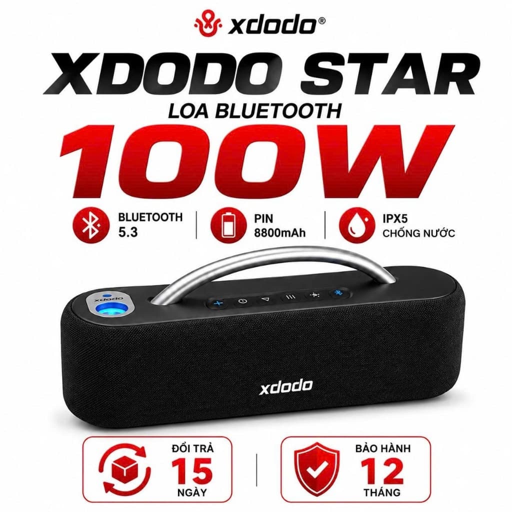 Loa Máy Chiếu Ngôi Sao XDODO 100W – Bass Sâu, Bluetooth, IPX5 Chống Thấm Nước Cho Cắm Trại & Vui Vẻ Ngoài Trời
