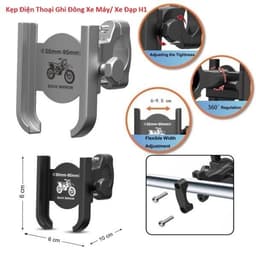 Kẹp Điện Thoại Chân Ghi Đông Xe Máy H702/ H70Z và 03-H1/ Chân Gương M10. LMS 4