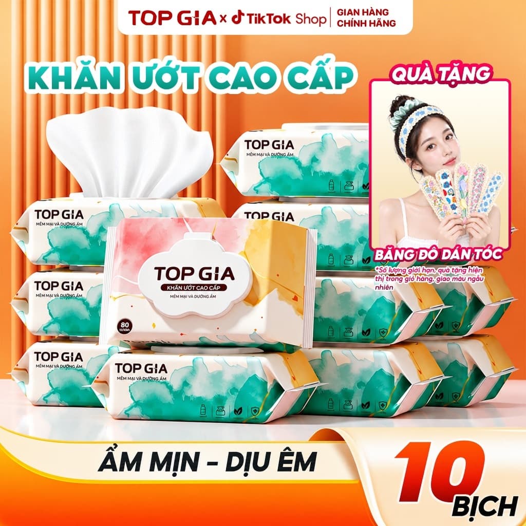 [HÀNG CAO CẤP] Khăn ướt cao cấp Topgia 80 tờ mềm mại, không mùi không parabens dành cho em bé
