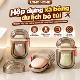 Hộp đựng xà bông du lịch trong suốt bỏ túi LOMO bdo thiết kế nắp đậy chống rỉ nước và khay thoát nước tiện dụng 2