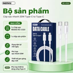 Cáp Sạc Nhanh 30W Remax RC-C021 C-C (2 Đầu Type-c) Dài 2M và 65W Wekome Wdc-124 1M 4