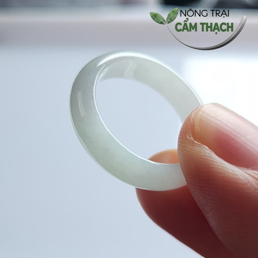 [Nông Trại Cẩm Thạch] Nhẫn Ngọc Cẩm Thạch Phỉ Thúy Bạch Ngọc Nếp Mịn Tự Nhiên Type A kèm kiểm định, độ hoàn hảo cao