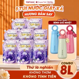 [Tặng Bình Giữ Nhiệt ] Nước Giặt Xả TopGia Hương Đắm Say Làm Sạch Vết Bẩn, Dịu Nhẹ Lành Tính, Lưu Hương 72H, Túi 1L 1