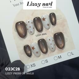 Lizzy Nail 023 | Nailbox Móng Úp Chấm Bi Sao  | Set 10 Móng Giả Press On Nails Dự Tiệc, Đám Cưới, Kỷ Yếu 4