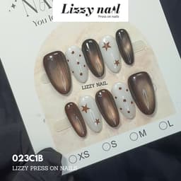 Lizzy Nail 023 | Nailbox Móng Úp Chấm Bi Sao  | Set 10 Móng Giả Press On Nails Dự Tiệc, Đám Cưới, Kỷ Yếu 3