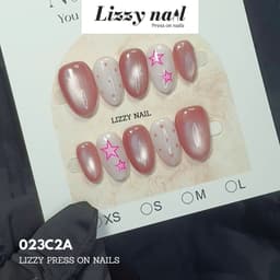 Lizzy Nail 023 | Nailbox Móng Úp Chấm Bi Sao  | Set 10 Móng Giả Press On Nails Dự Tiệc, Đám Cưới, Kỷ Yếu 2