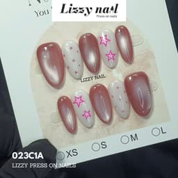 Lizzy Nail 023 | Nailbox Móng Úp Chấm Bi Sao  | Set 10 Móng Giả Press On Nails Dự Tiệc, Đám Cưới, Kỷ Yếu 1