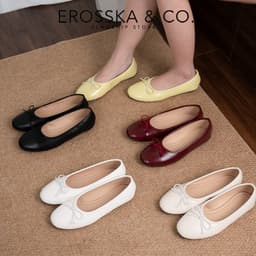 [EROSSKA] - Giày búp bê mũi tròn, phong cách balletcore kiểu dáng basic màu kem - EL146 5