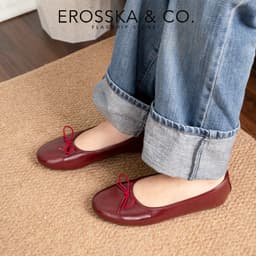 [EROSSKA] - Giày búp bê mũi tròn, phong cách balletcore kiểu dáng basic màu kem - EL146 3