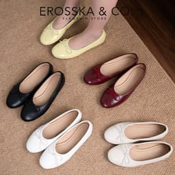 [EROSSKA] - Giày búp bê mũi tròn, phong cách balletcore kiểu dáng basic màu kem - EL146 4