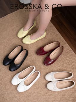 [EROSSKA] - Giày búp bê mũi tròn, phong cách balletcore kiểu dáng basic màu kem - EL146 13
