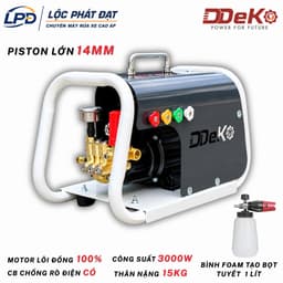 Máy xịt rửa xe 3000W DDEKO/DEKO DK-P1401, Piston 14mm, áp lực 150 Bar, lưu lượng 15L/p, dây 15m, CB chống giật. 1