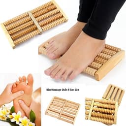Ghế Gác Massage Chân Văn Phòng Hình Đế Bán Nguyệt và Dụng Cụ Massage Chân 8/ 6/ 5 Thanh Gỗ. LMS 8