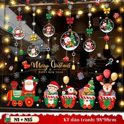 Mẫu 2027 Decal dán kính chủ đề NOEL - TẾT hít tĩnh điện không keo 2 mặt, dễ dán – Trang trí nhà, cửa hàng 6